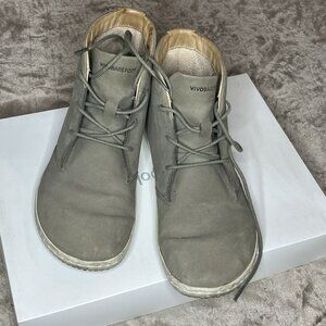 VIVO BAREFOOT Gobi Hi 37L minimal dusty gray olive leather desert ankle boot